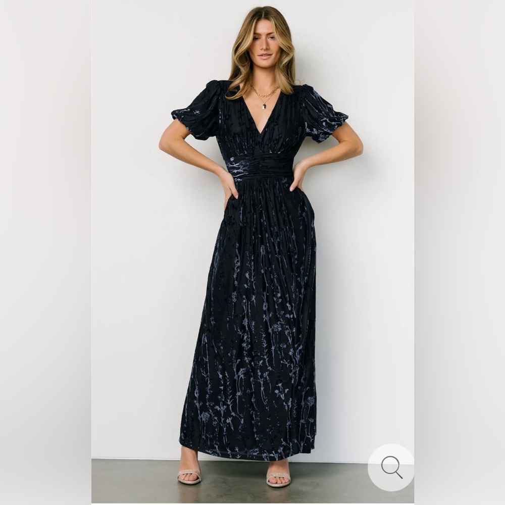 Baltic Born | Leslie Velvet Maxi Dress | Deep Blue| Size L.